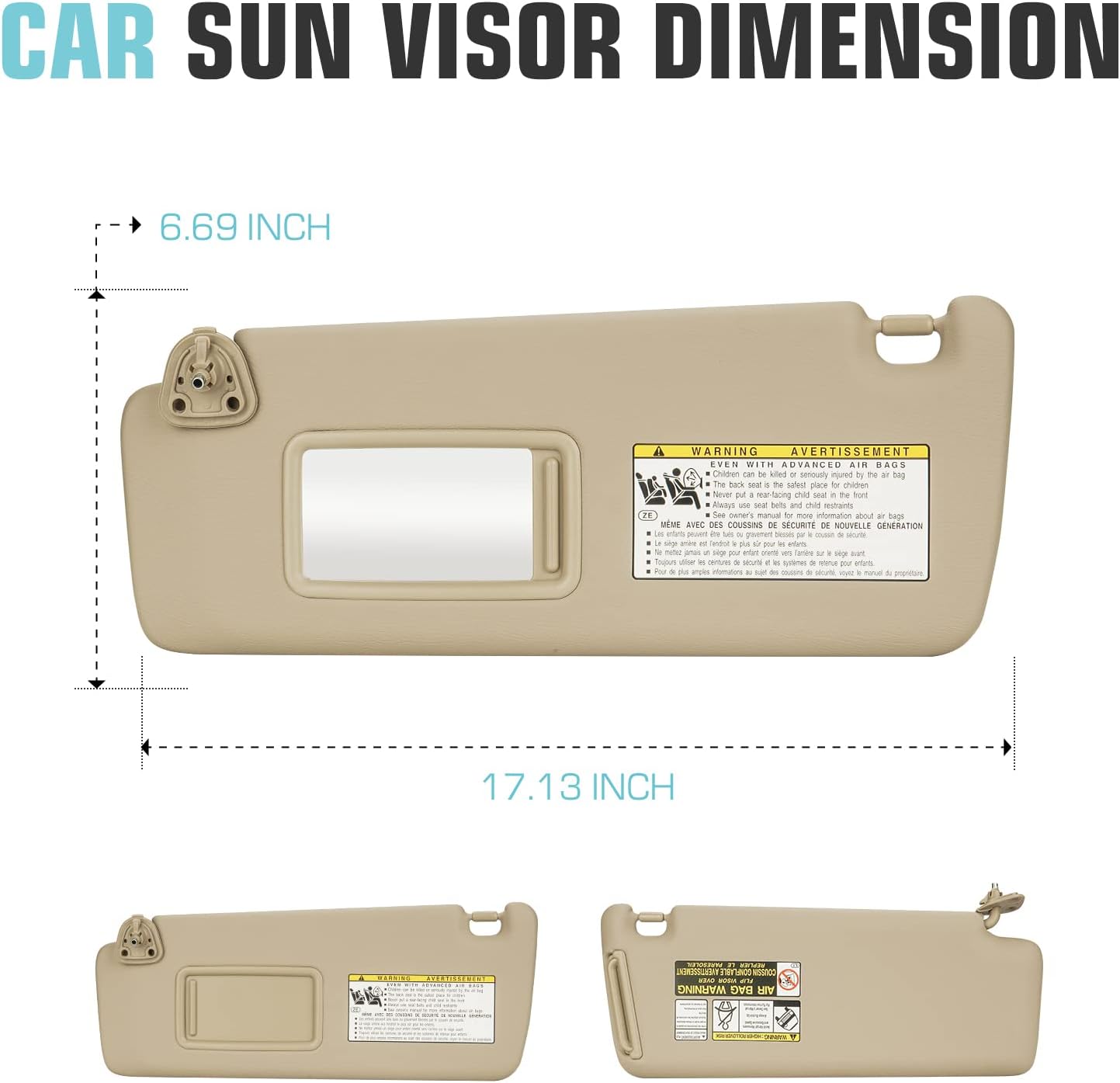 Left Driver Side Sun Visor SunVisor for 2004-2007 Toyota Highlander 74320-48260-A0 (Beige)