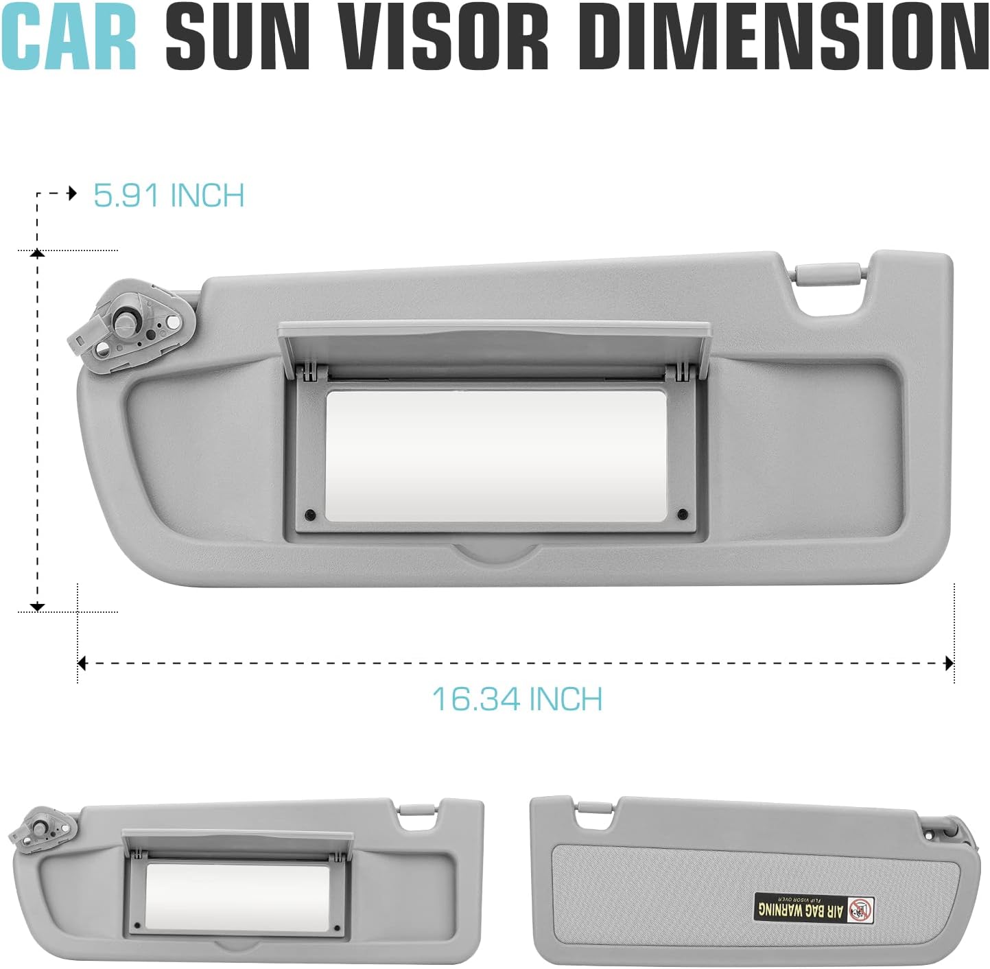 Left Driver Side Sun Visor SunVisor for Honda Civic EX LX Sedan SI Coupe 2006 2007 2008 2009 2010 2011 83280-SNA-A01ZA (Gray)