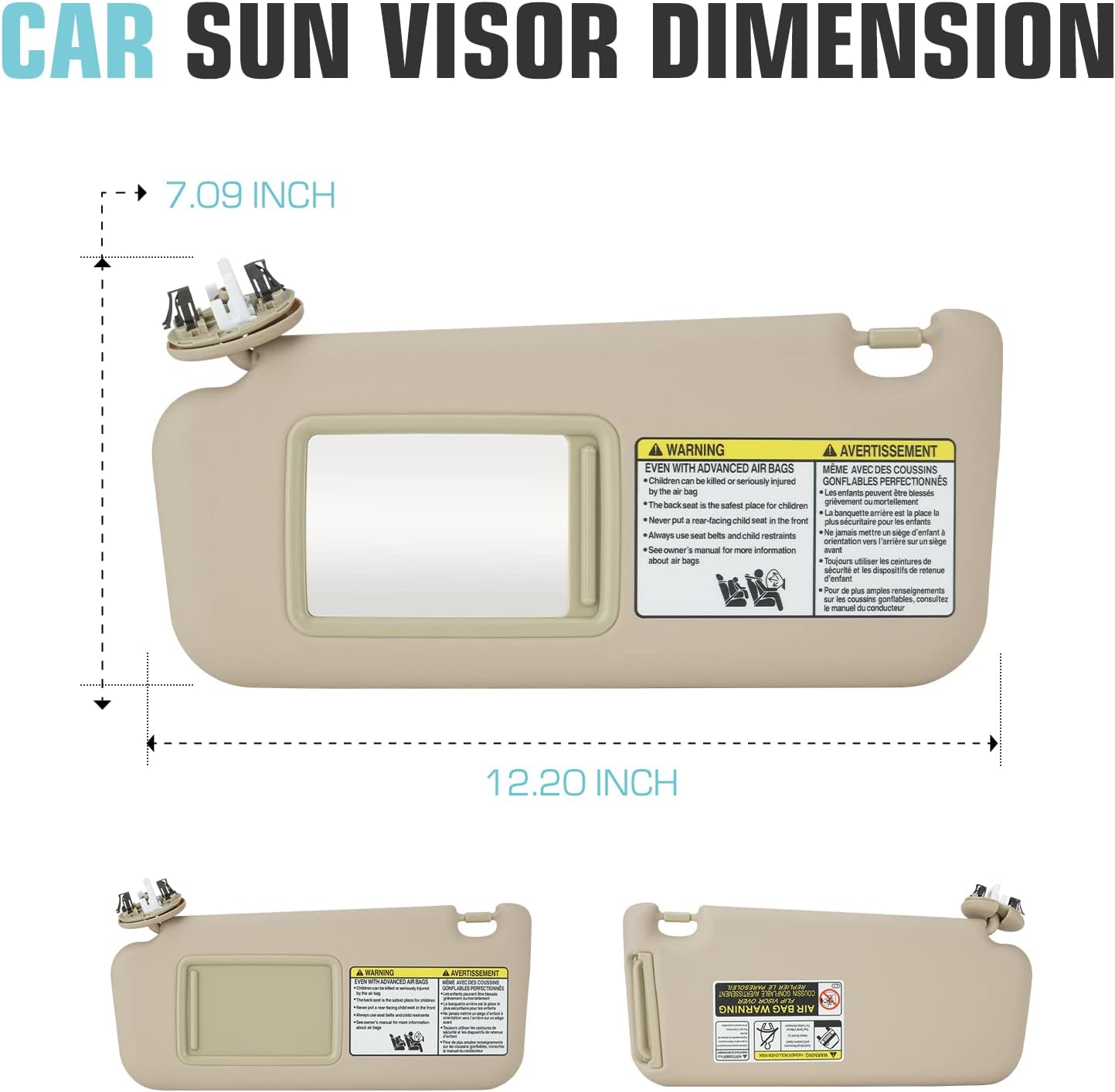 for 2006-2013 Toyota RAV4 Left Driver Side Sun Visor SunVisor 74320-42501-B2 (Beige)