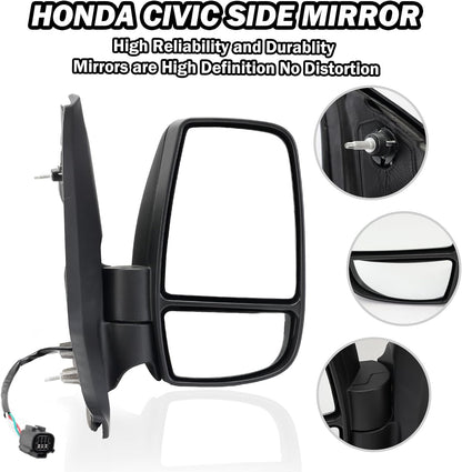 Passenger Side Mirror,Mirror Compatible with 2015-2021 Ford Transit 150 250 350 350 HD,Transit Side View Mirror Power Glass,Towing Mirror Without Signal Light Non Heated,Black