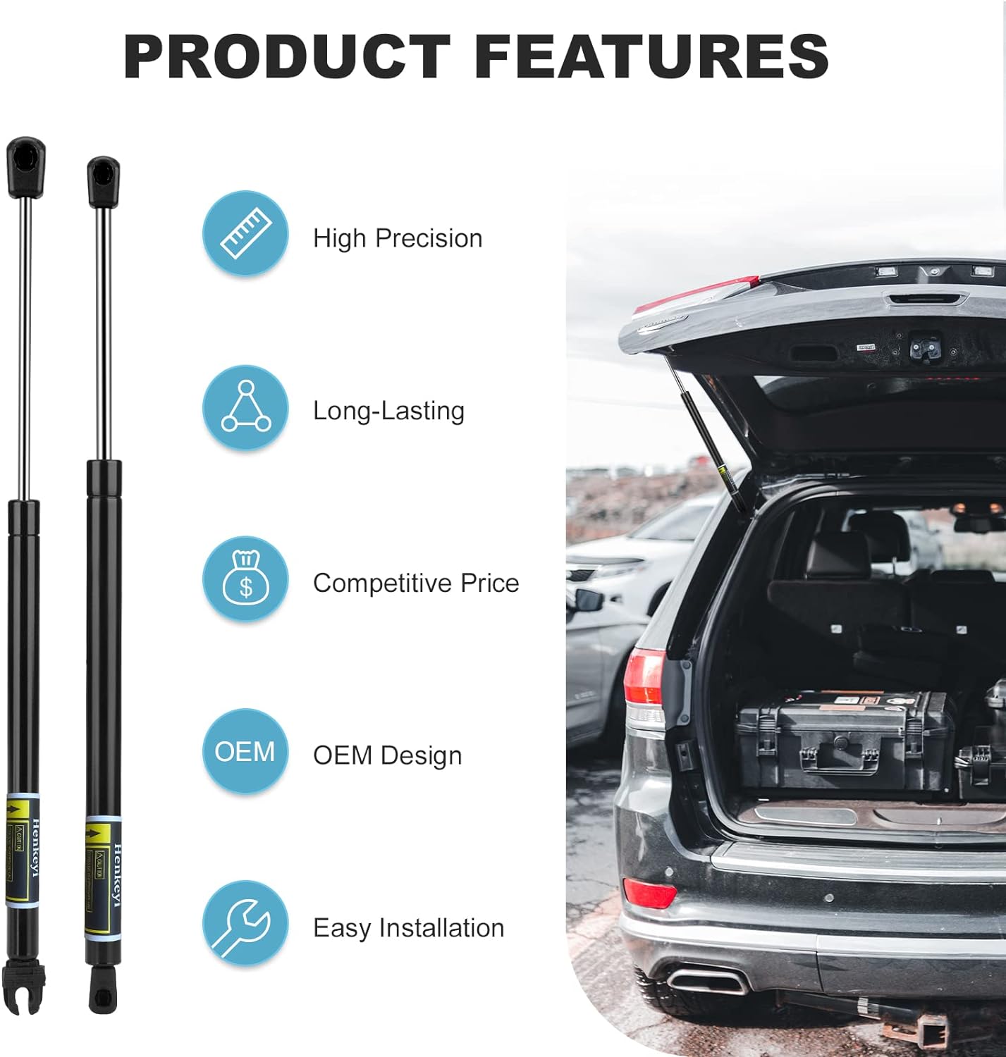 2 Pack Lift Supports Rear liftgate and Rear Window Glass Struts Gas Springs Shocks for Nissan Pathfinder 2005-2013 6110 6607