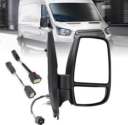 Passenger Side Mirror,Mirror Compatible with 2015-2021 Ford Transit 150 250 350 350 HD,Transit Side View Mirror Power Glass,Towing Mirror Without Signal Light Non Heated,Black