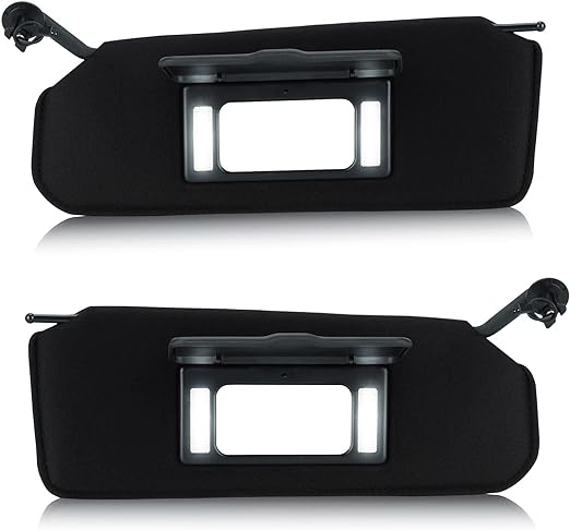 Left Driver & Right Passenger Side Sun Visor SunVisor with Light for 1997-2004 Chevrolet C5 Corvette 10442033 10442034 (Black)