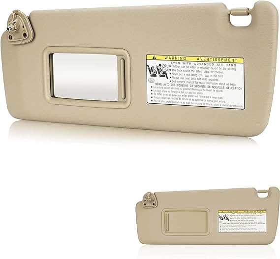 Left Driver Side Sun Visor SunVisor for 2004-2007 Toyota Highlander 74320-48260-A0 (Beige)