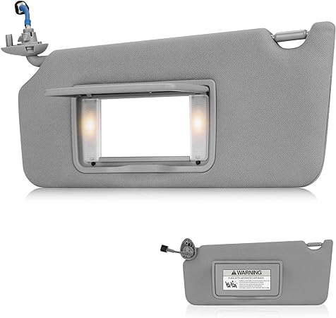 Left Driver Side Sun Visor SunVisor with Light for 2008-2012 Honda Accord 83280TA0A91ZB (Gray)