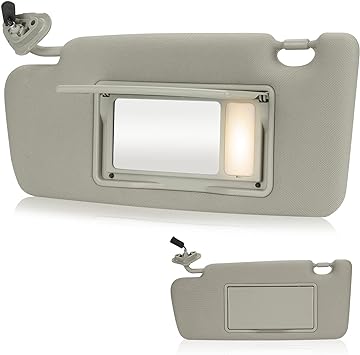 Left Driver Side Sun Visor SunVisor with Light for 2005-2009 Subaru Outback Legacy 92011AG55AOR (Gray)