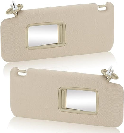 Left Driver & Right Passenger Side Sun Visor SunVisor with Light for 2010-2023 Toyota 4runner 7432035A91E1 (Beige)