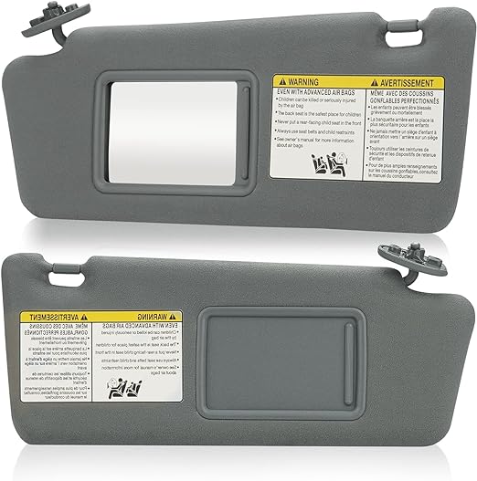 Left Driver & Right Passenger Side Sun Visor SunVisor Without Light for 2005-2012 Toyota Tacoma 74320-35C10-B0,74320-04181-B1,74320-35B50-B0,74310-35C20-B0, 7431004111B1 (Gray)